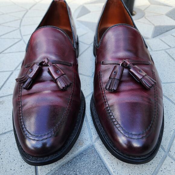 Allen Edmonds Burgundy Grayson Tassel Leather Loafers 10 - Picture 4 of 10